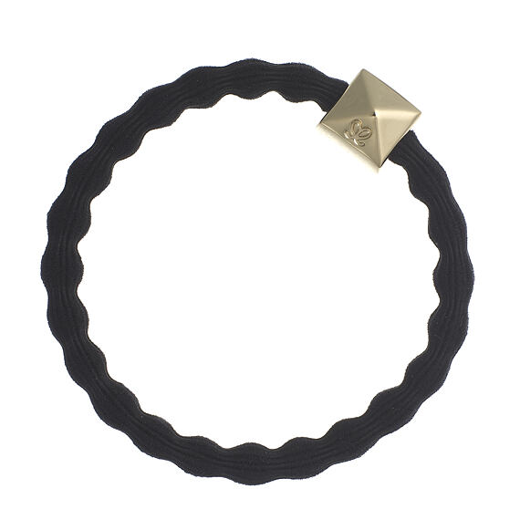 By Eloise London Gold Pyramid Stud Black