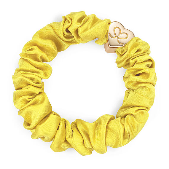 By Eloise London Gold Heart Silk Scrunchie