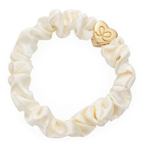 By Eloise London Gold Heart Silk Scrunchie