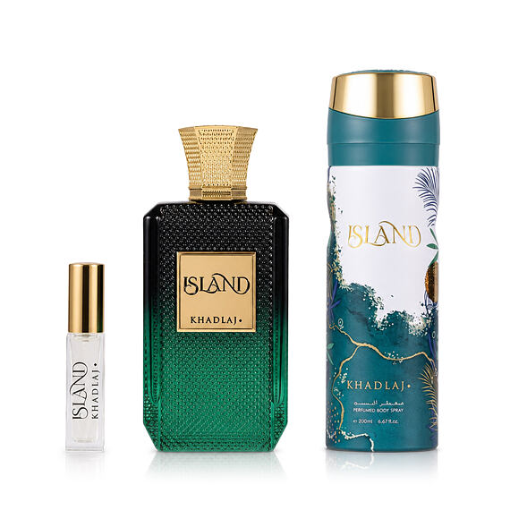 Khadlaj Island Extrait de parfum 100 ml + Extrait de Parfum MINI 8 ml + DEO Spray 200 ml (unisex)