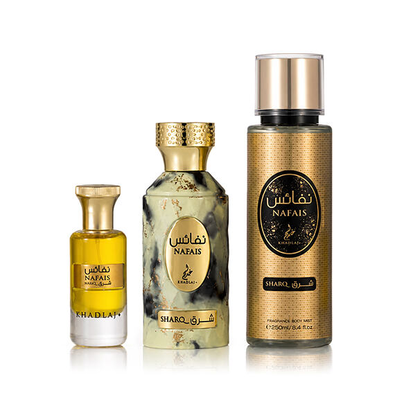 Khadlaj Nafais Sharq EDP 100 ml + Körperspray 250 ml + Parfümiertes Öl 24 ml (unisex)