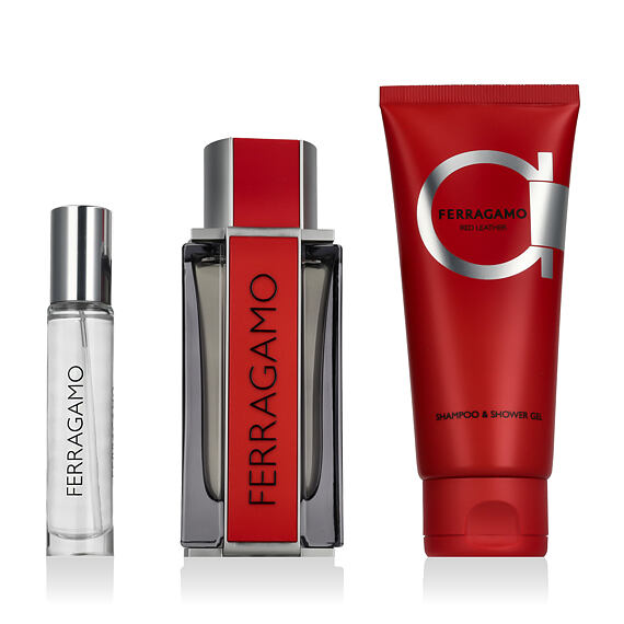 Ferragamo Ferragamo Red Leather EDP 100 ml + EDP MINI 10 ml + SG für Haut und Haar 100 ml (man)