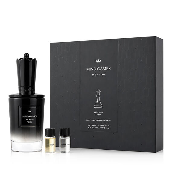 Mind Games Mentor Extrait de parfum 100 ml + Boya Oud 3 ml + Amber 3 ml + Riechstreifen (unisex)