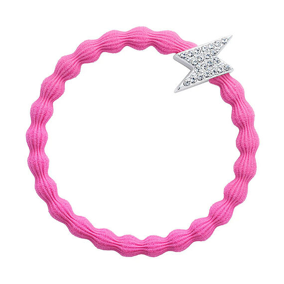 By Eloise London Silver Diamante Bolt Neon Pink