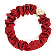By Eloise London Gold Heart Silk Scrunchie - Burgundy Red