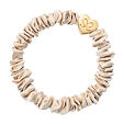 By Eloise London Gold Heart Skinny Silk Scrunchie - Sand