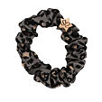 By Eloise London Gold Star Silk Scrunchie - Grey Leopard
