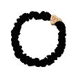 By Eloise London Gold Heart Skinny Silk Scrunchie - Black