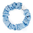 By Eloise London Silver Heart Silk Scrunchie - Sky Blue