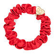By Eloise London Gold Heart Silk Scrunchie - Cherry Red