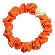 By Eloise London Gold Heart Silk Scrunchie - Orange Peel